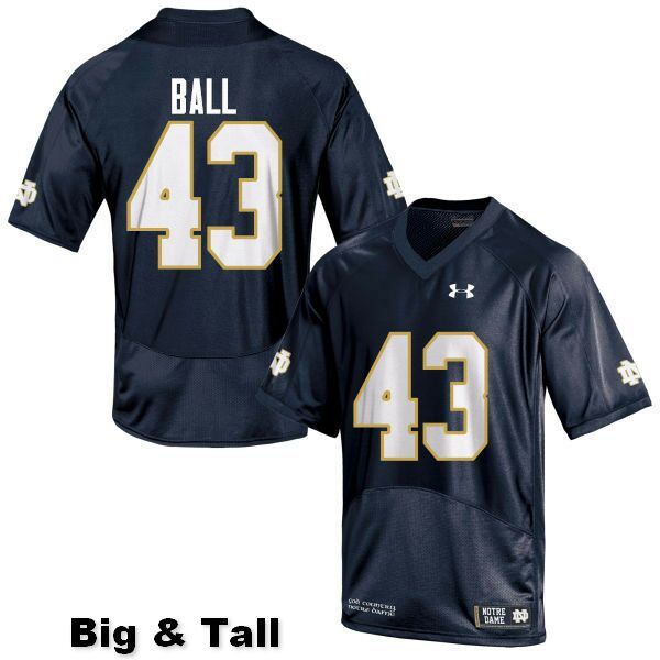 Men's NCAA Notre Dame Fighting Irish #43 Brian Ball Stitched College Under Armour Authentic Navy Blue Big & Tall Football Jersey MW10E48HJ